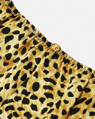 Pijamale scurte din mătase cu imprimeu Cheetah Allover