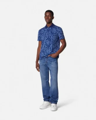 Polo din bumbac jacquard piqué