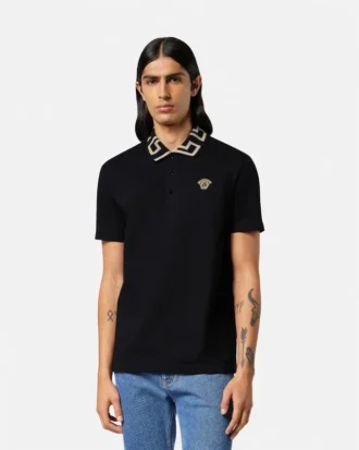 Polo din bumbac piqué brodat