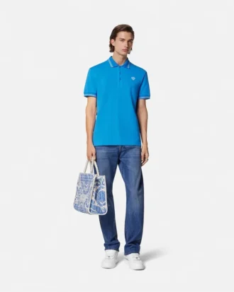 Polo din bumbac piqué brodat Polo din bumbac piqué brodat