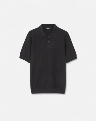 Polo din tricot de mătase și bumbac