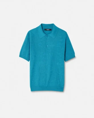 Polo din tricot de mătase și bumbac