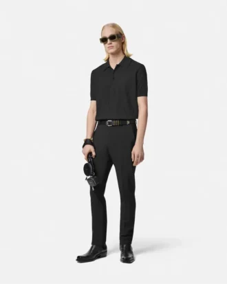 Polo din tricot de mătase și bumbac