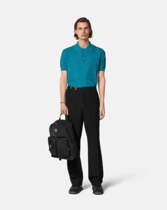 Polo din tricot de mătase și bumbac