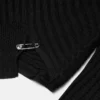Pulover asimetric din tricot cu nervuri și ac de siguranță Pulover asimetric din tricot cu nervuri și ac de siguranță