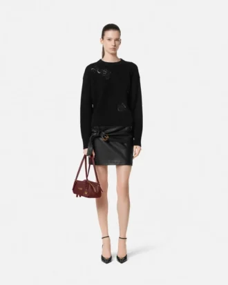Pulover tricotat cu broderie Barocco Leaf