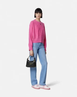 Pulover tricotat din amestec de cașmir cu model Medusa