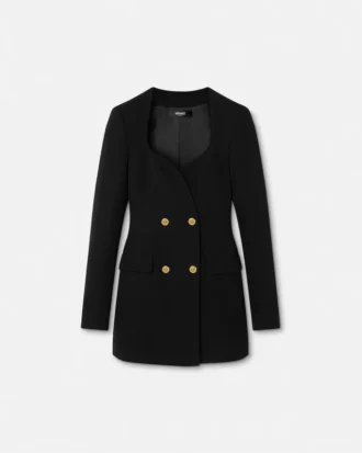Rochie blezer din lână cu două rânduri de nasturi