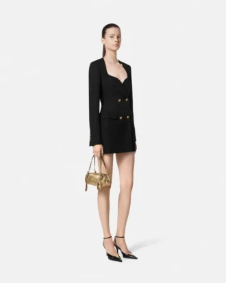 Rochie blezer din lână cu două rânduri de nasturi