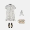 Rochie cămașă din twill de mătase imprimată pentru copii Rochie cămașă din twill de mătase imprimată pentru copii