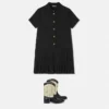 Rochie cămașă plisată din satin jacquard pentru copii Rochie cămașă plisată din satin jacquard pentru copii