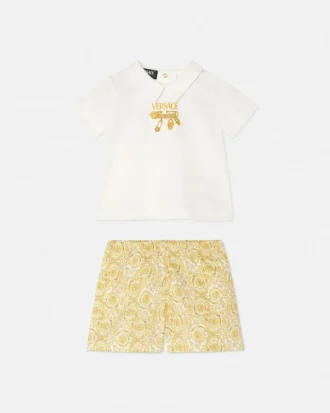 Rochie din bumbac cu imprimeu pentru bebeluși