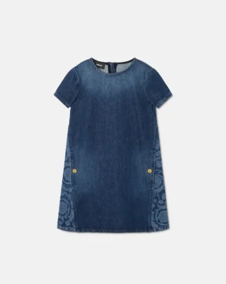 Rochie din denim cu imprimeu laser pentru copii Rochie din denim cu imprimeu laser pentru copii