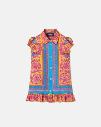 Rochie din mătase twill cu imprimeu pentru copii Rochie din mătase twill cu imprimeu pentru copii