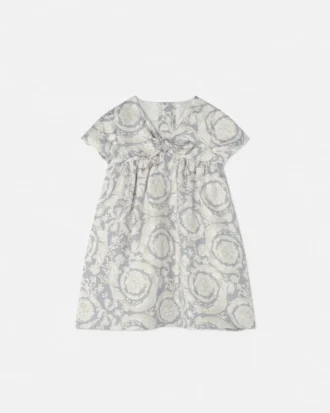 Rochie din mătase twill cu imprimeu pentru copii
