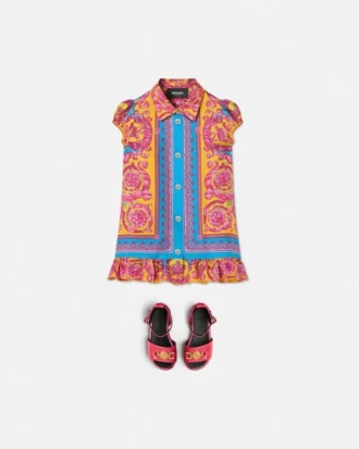 Rochie din mătase twill cu imprimeu pentru copii Rochie din mătase twill cu imprimeu pentru copii