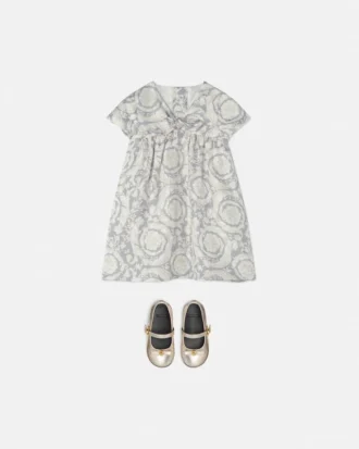 Rochie din mătase twill cu imprimeu pentru copii