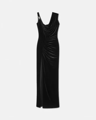 Rochie drapată din catifea