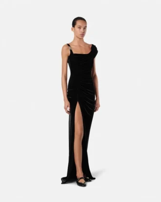 Rochie drapată din catifea
