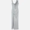 Rochie drapată din crep satinat Envers Rochie drapată din crep satinat Envers