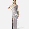 Rochie drapată din crep satinat Envers Rochie drapată din crep satinat Envers