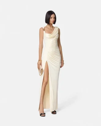 Rochie drapată din crep satinat Envers