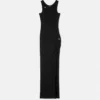 Rochie drapată din tricot cu nervuri și ac de siguranță Rochie drapată din tricot cu nervuri și ac de siguranță