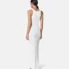 Rochie drapată din tricot cu nervuri și ac de siguranță Rochie drapată din tricot cu nervuri și ac de siguranță