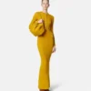 Rochie maxi din lână merino tricotată cu nervuri Rochie maxi din lână merino tricotată cu nervuri
