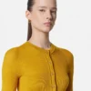 Rochie maxi din lână merino tricotată cu nervuri Rochie maxi din lână merino tricotată cu nervuri