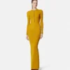 Rochie maxi din lână merino tricotată cu nervuri Rochie maxi din lână merino tricotată cu nervuri