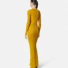 Rochie maxi din lână merino tricotată cu nervuri Rochie maxi din lână merino tricotată cu nervuri