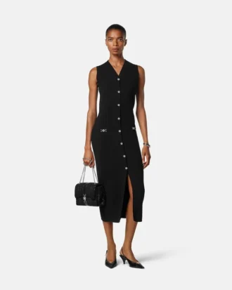 Rochie maxi din tricot de lână și cașmir