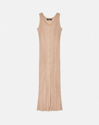 Rochie maxi fără mâneci din tricot cu nervuri Vanisé