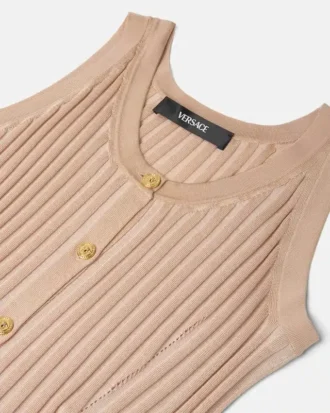 Rochie maxi fără mâneci din tricot cu nervuri Vanisé