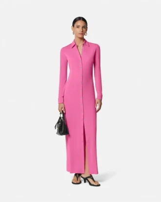 Rochie maxi tip cămașă ajustată
