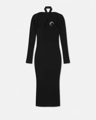 Rochie midi cu decupaj și cataramă barocă