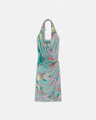 Rochie midi cu gât halter Underwater Barocco