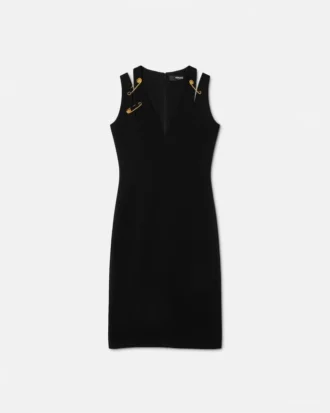 Rochie midi din cady cu ac de siguranță