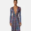 Rochie midi din jersey de viscoză cu imprimeu Rochie midi din jersey de viscoză cu imprimeu
