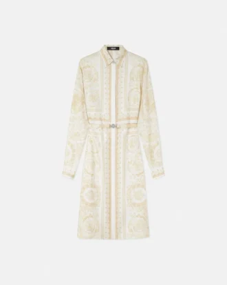 Rochie midi din mătase twill imprimată