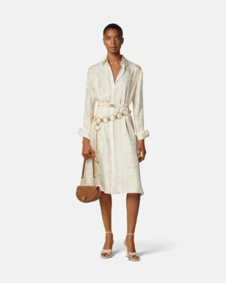 Rochie midi din mătase twill imprimată