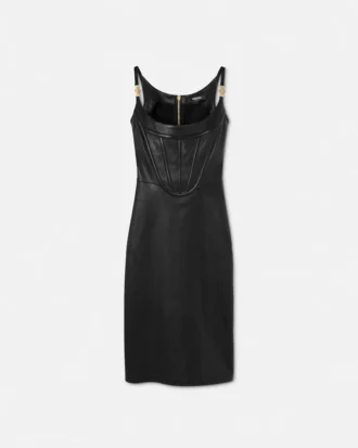 Rochie midi din piele cu corset