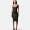 Rochie midi din piele cu corset Rochie midi din piele cu corset