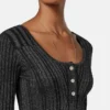 Rochie midi din tricot cu nervuri și amestec de lurex Rochie midi din tricot cu nervuri și amestec de lurex