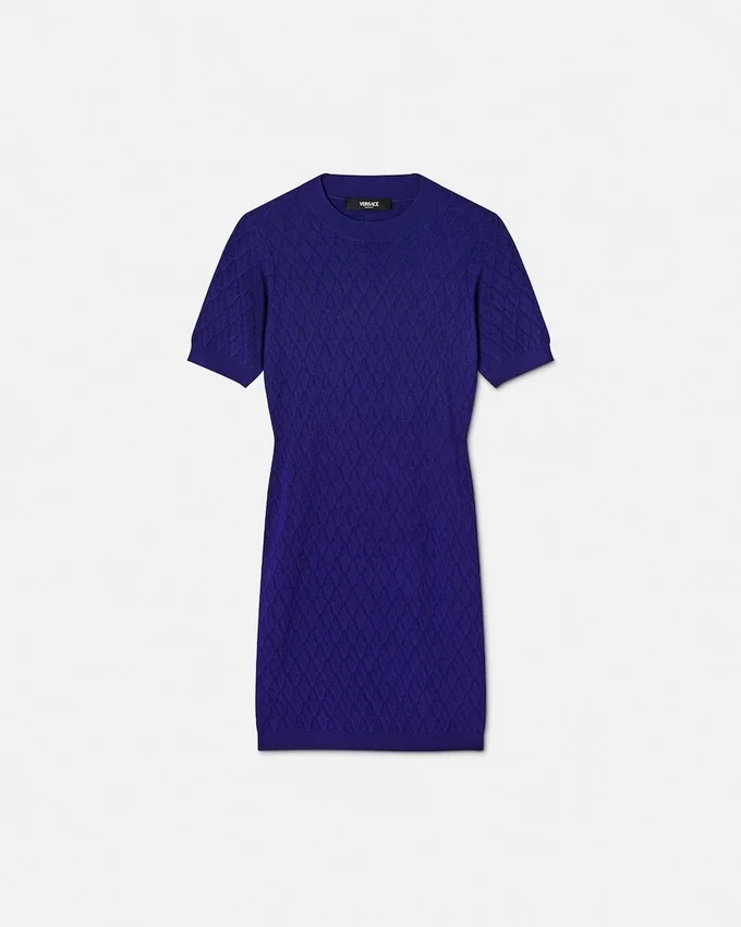 Rochie midi din tricot jacquard cu imprimeu V Allover Rochie midi din tricot jacquard cu imprimeu V Allover