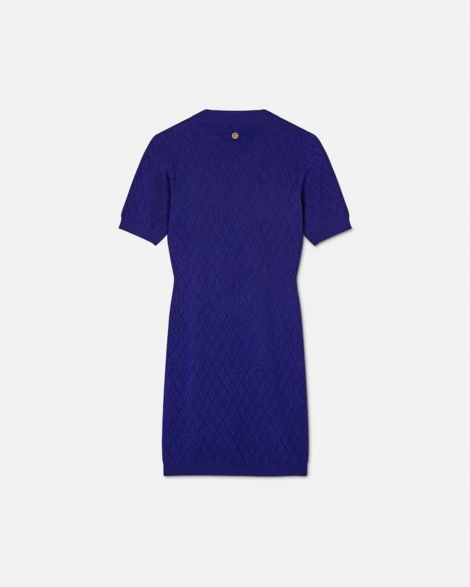 Rochie midi din tricot jacquard cu imprimeu V Allover Rochie midi din tricot jacquard cu imprimeu V Allover