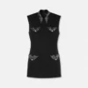 Rochie mini ajustată din lână cu ținte Rochie mini ajustată din lână cu ținte