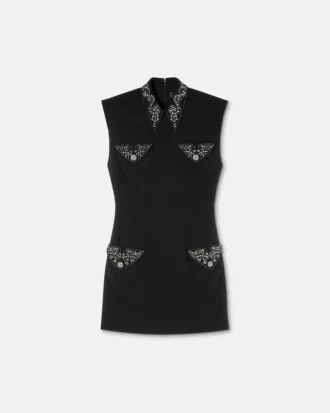 Rochie mini ajustată din lână cu ținte
