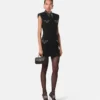 Rochie mini ajustată din lână cu ținte Rochie mini ajustată din lână cu ținte
